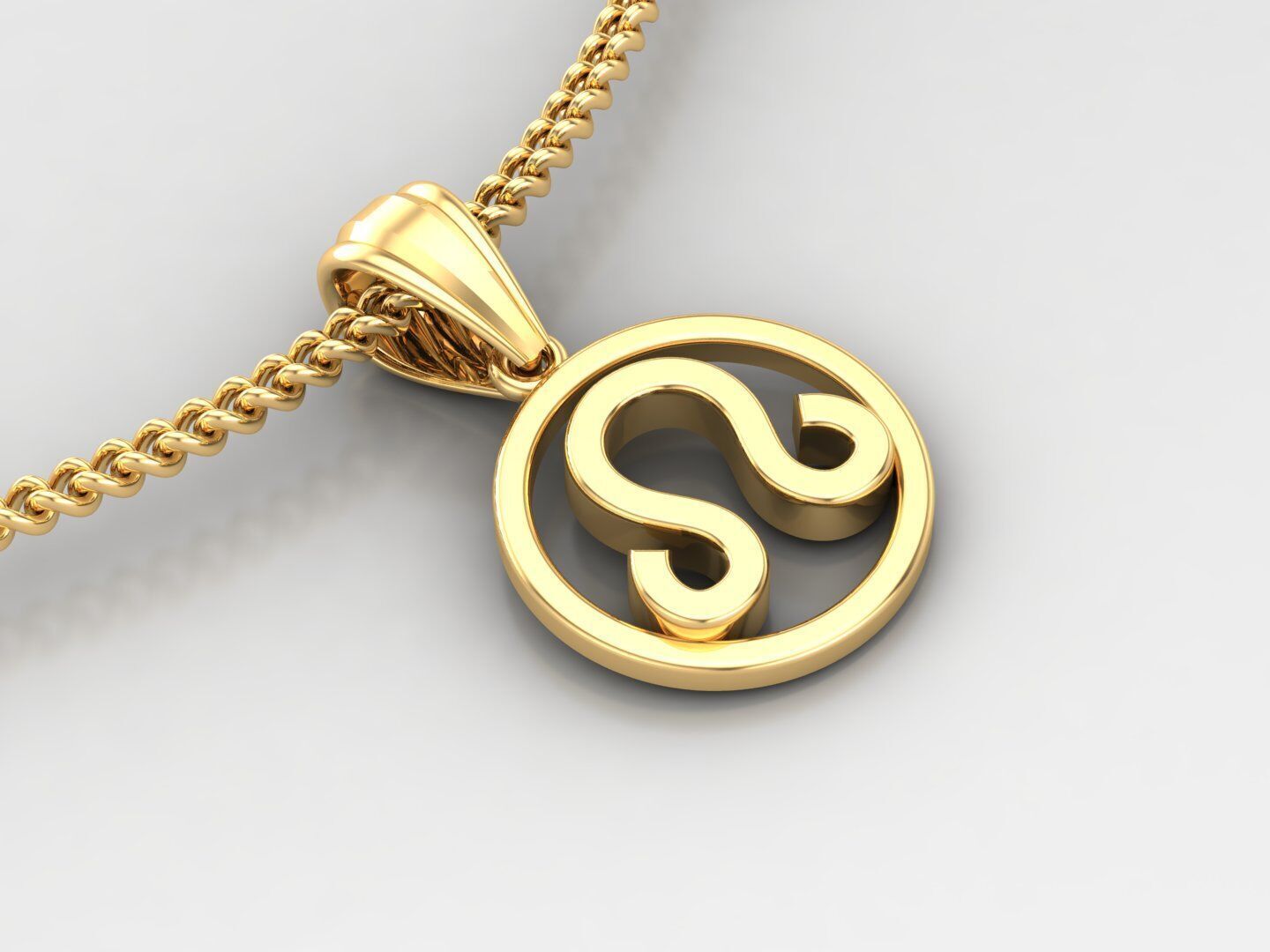 18K Gold Leo Pendant V2 3D model_4