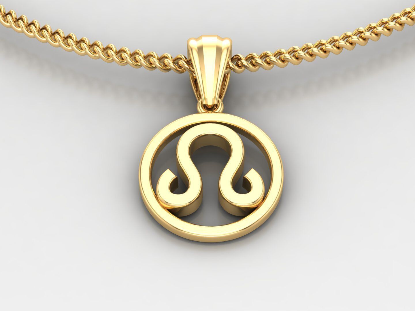 18K Gold Leo Pendant V2 3D model_2