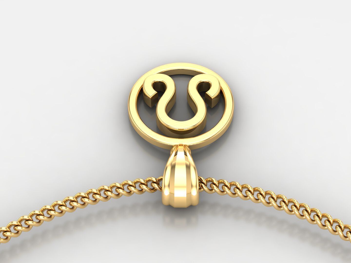 18K Gold Leo Pendant V2 3D model_5