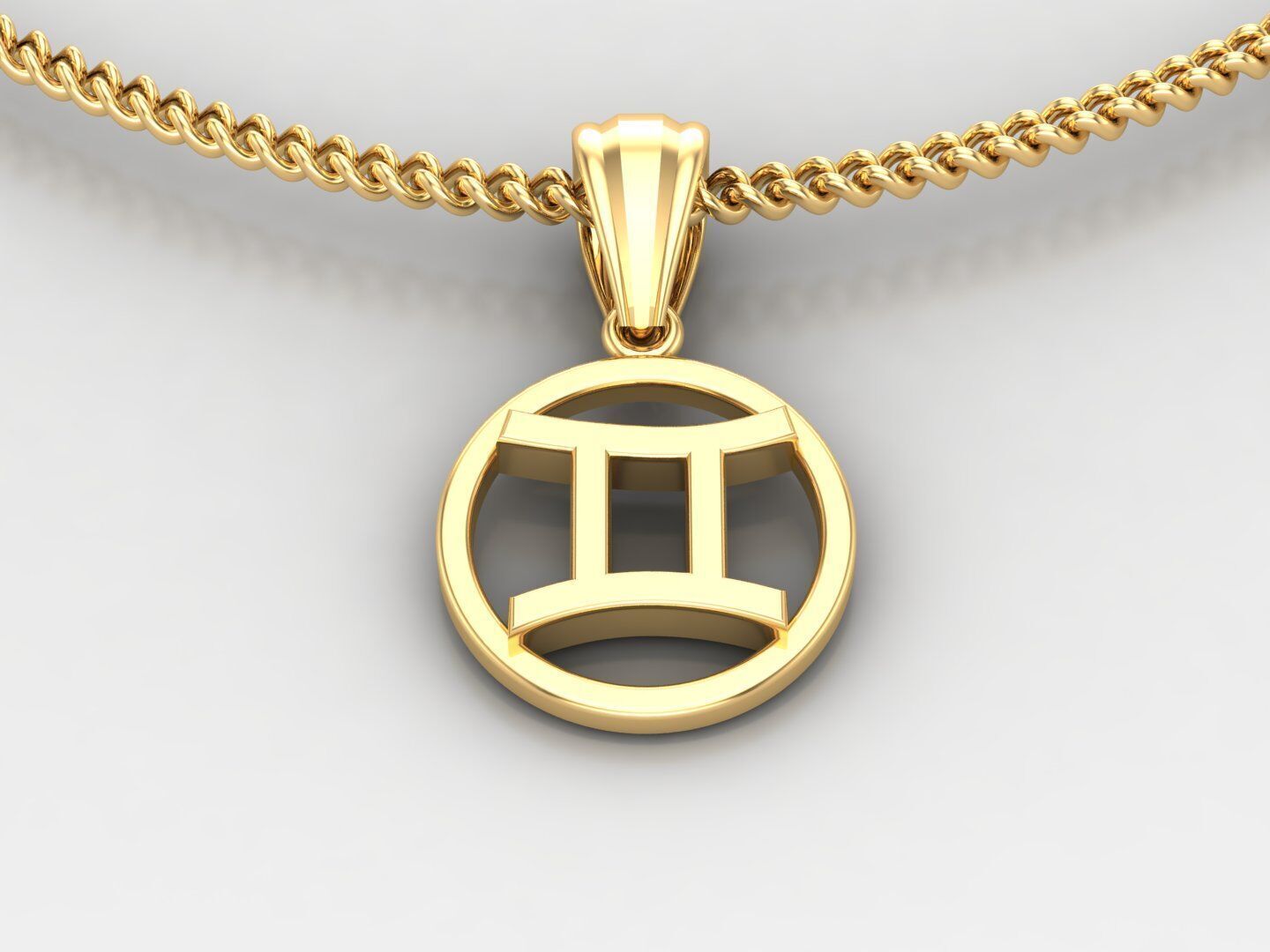 18K Gold Gemini Pendant V2 3D model_2