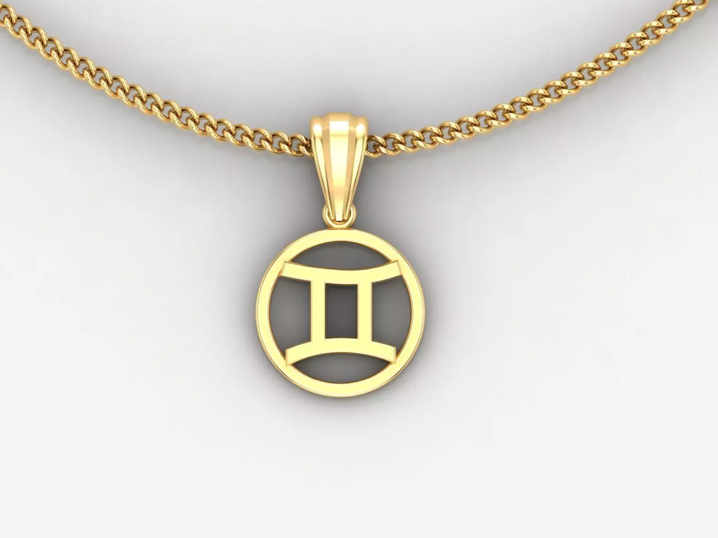 18K Gold Gemini Pendant V2 3D model_0