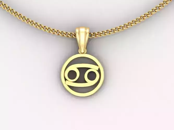 18K Gold Cancer Pendant V2