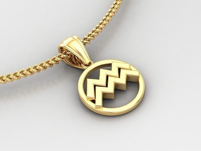 18K Gold Aquarius Pendant V2 3D print model