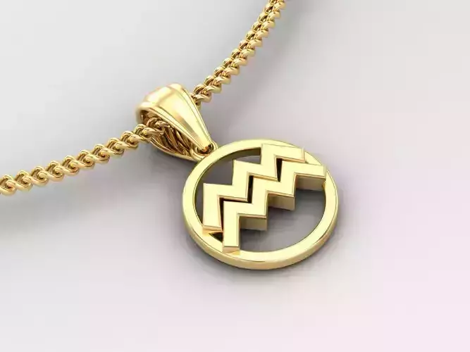 18K Gold Aquarius Pendant V2