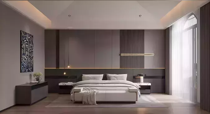 Modern Master Bedroom Suite 3D model