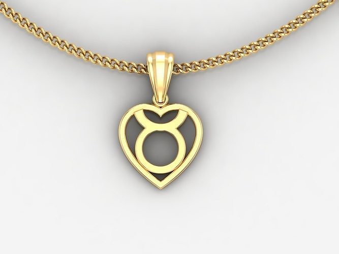 18K Gold Taurus Pendant V3 3D model