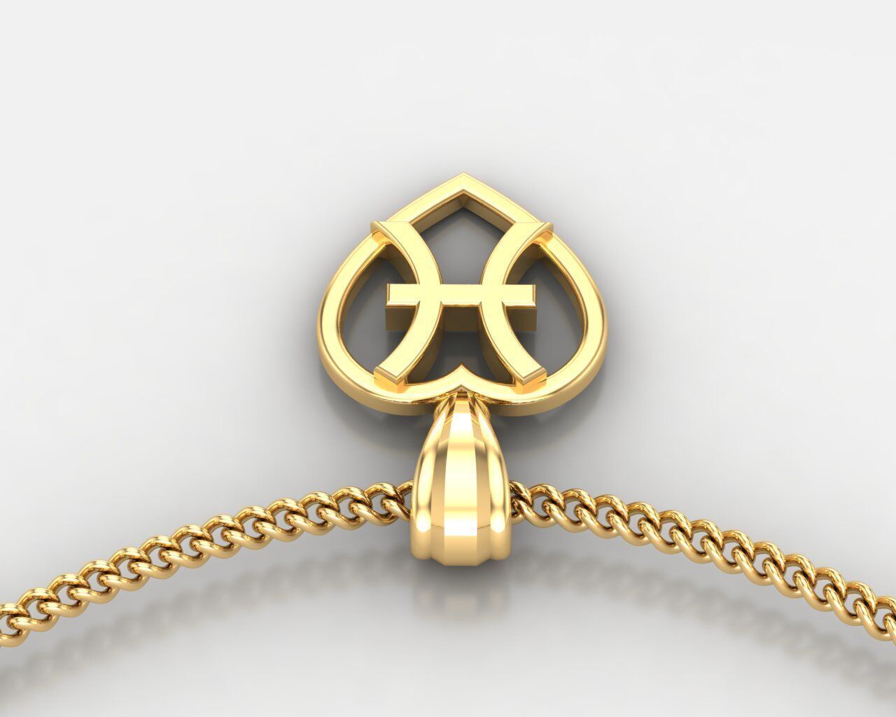 18K Gold Pisces Pendant V3 3D model_5