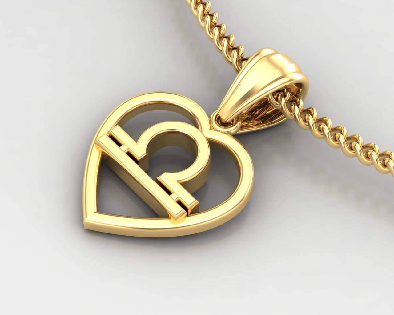 18K Gold Libra Pendant V3 3D model_2