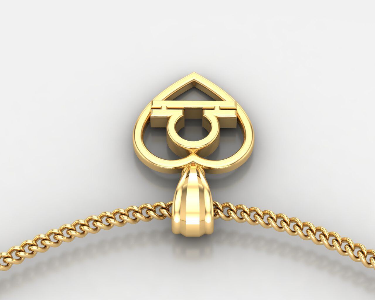 18K Gold Libra Pendant V3 3D model_5