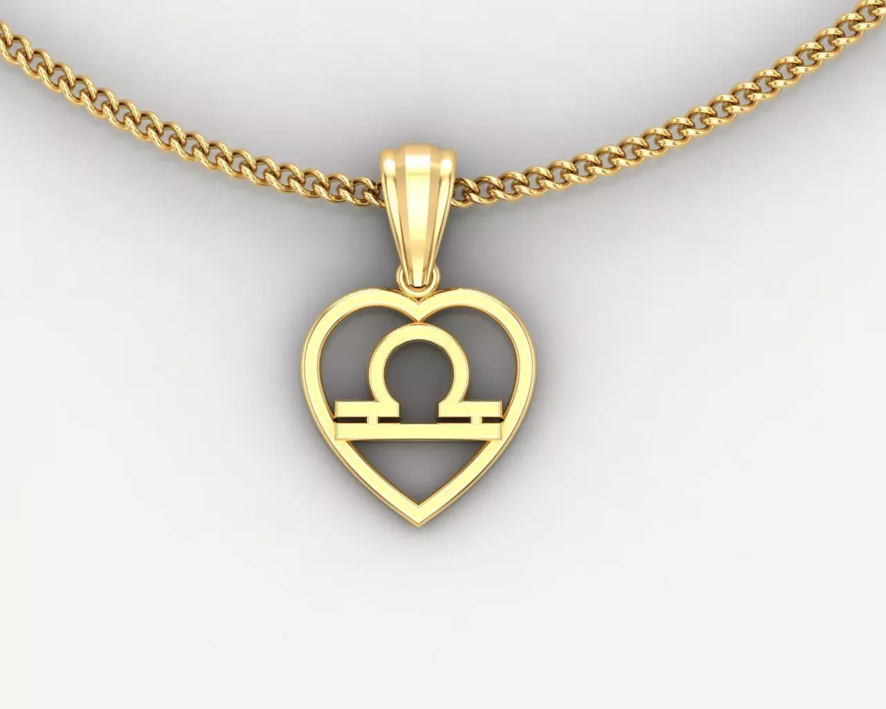 18K Gold Libra Pendant V3 3D model_0