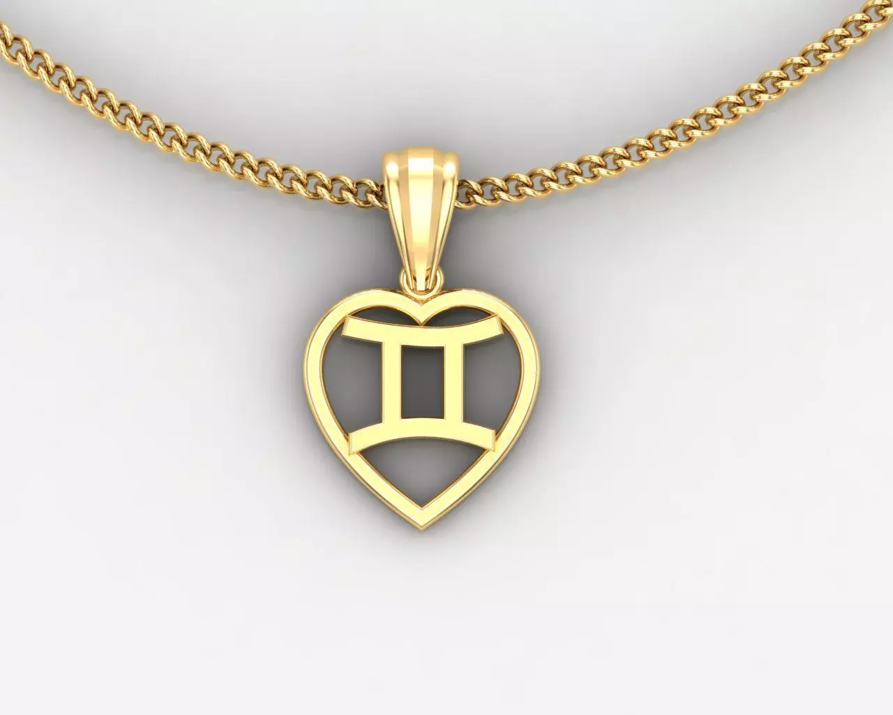 18K Gold Gemini Pendant V3 3D model_0