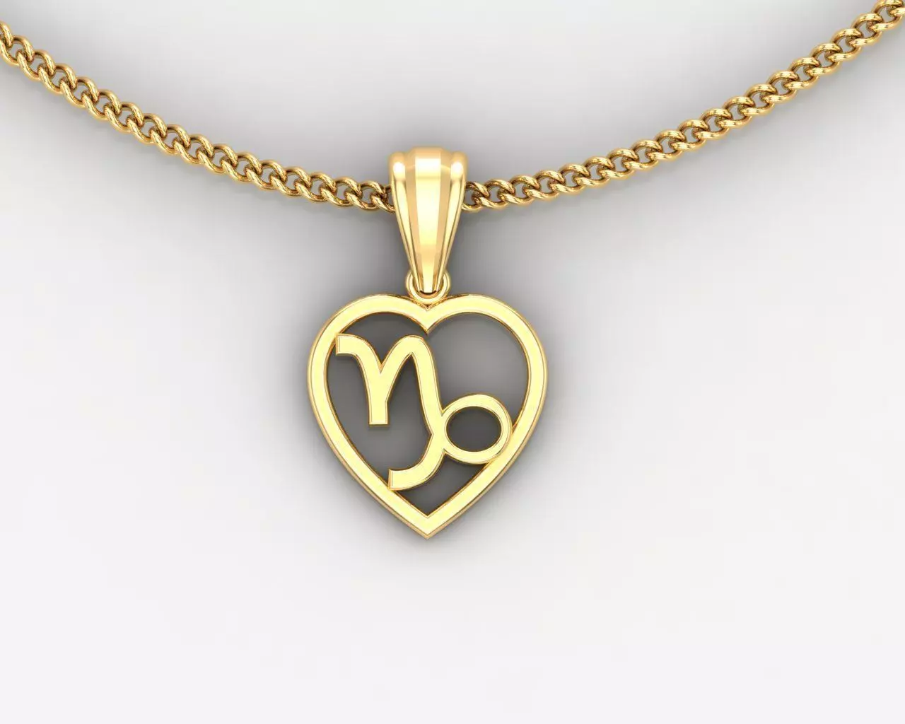 18K Gold Capricom Pendant V3 3D model_0