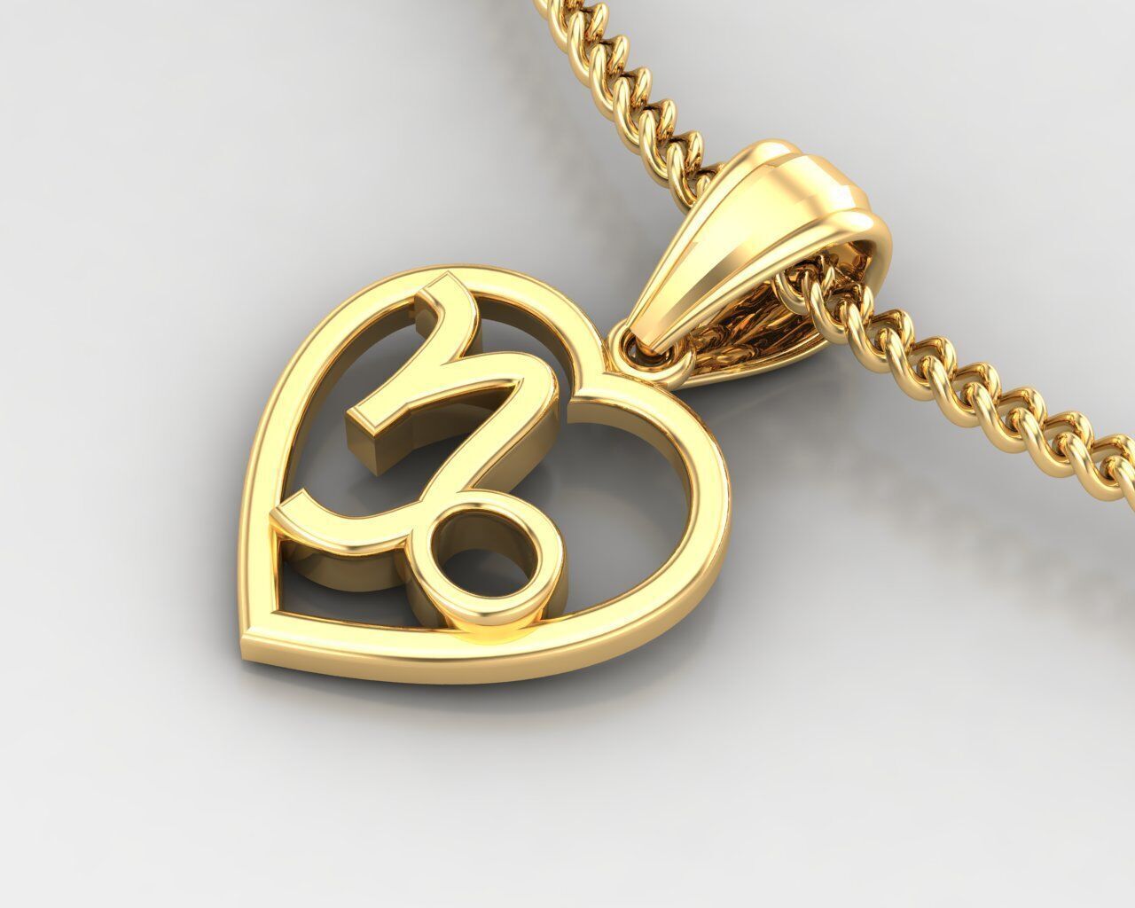 18K Gold Capricom Pendant V3 3D model_2