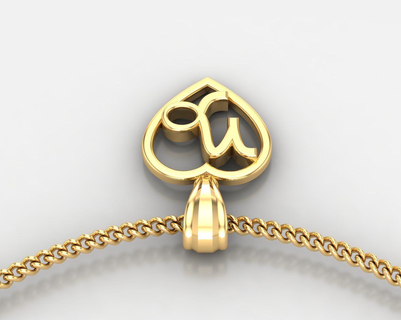 18K Gold Capricom Pendant V3 3D model_5