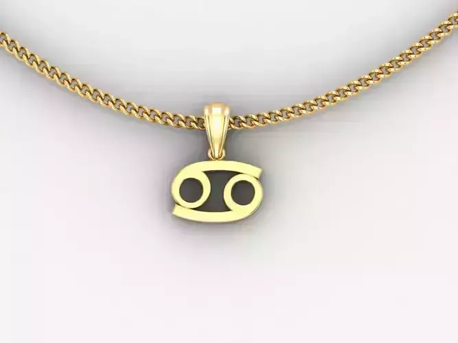 18K Gold Cancer Pendant V4