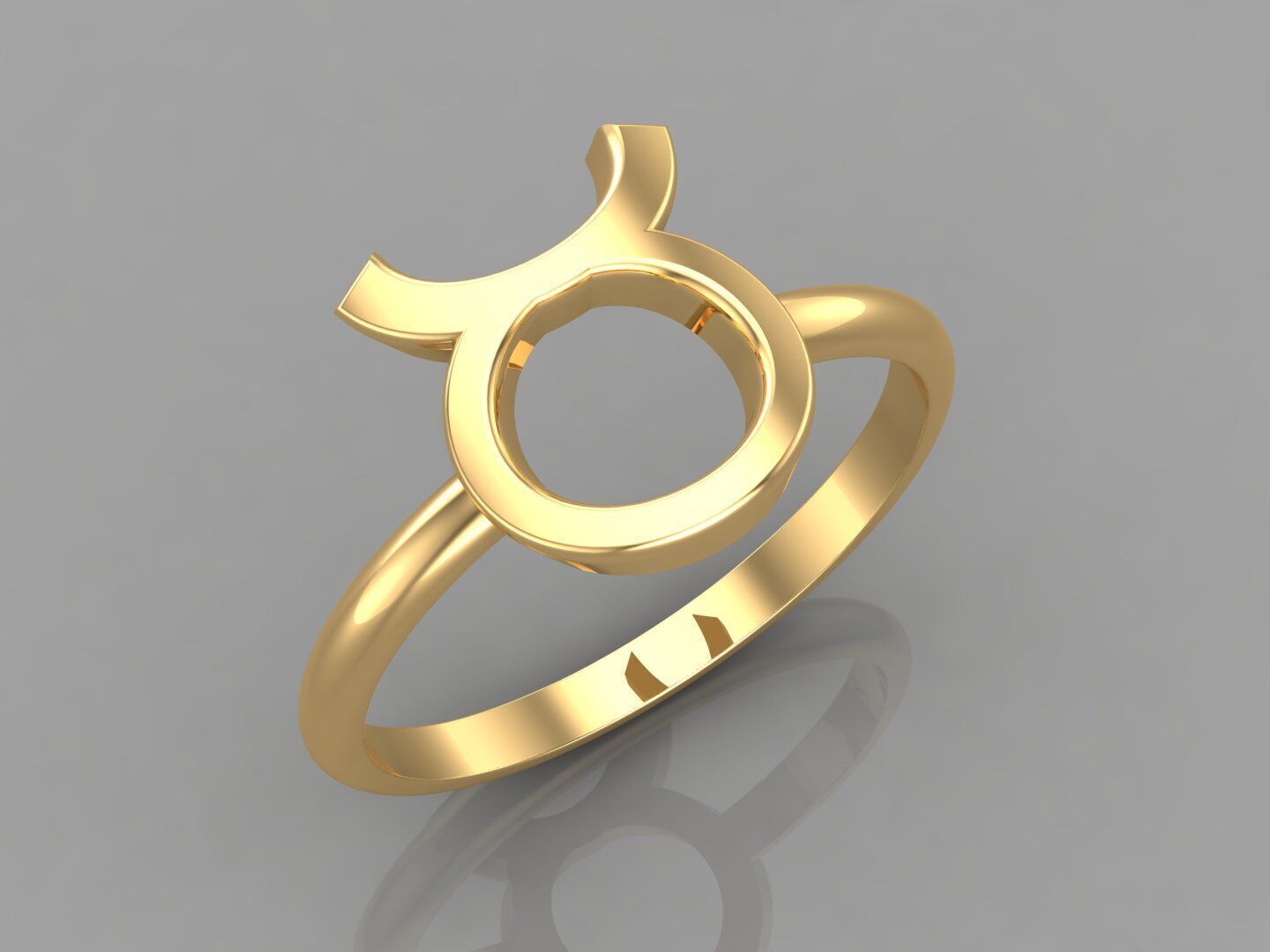 18K Gold Taurus Ring V1 3D print model_2