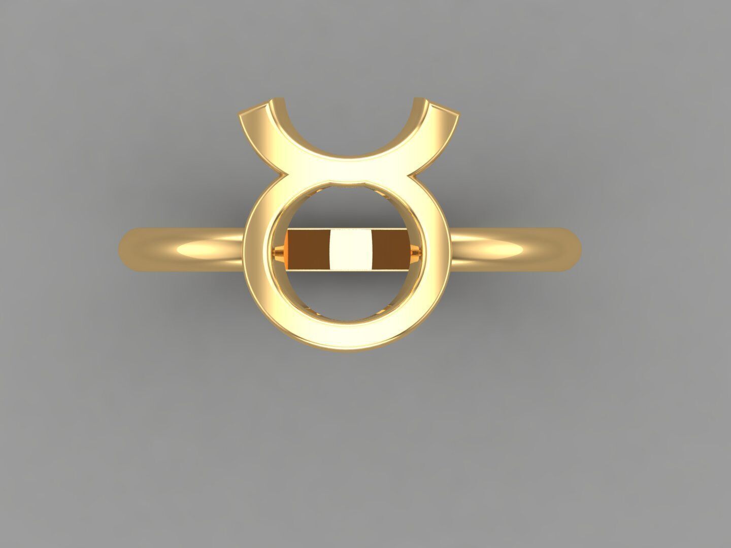 18K Gold Taurus Ring V1 3D print model_4