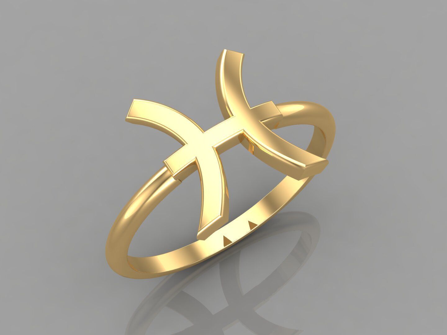 18K Gold Pisces Ring V1 3D print model_2