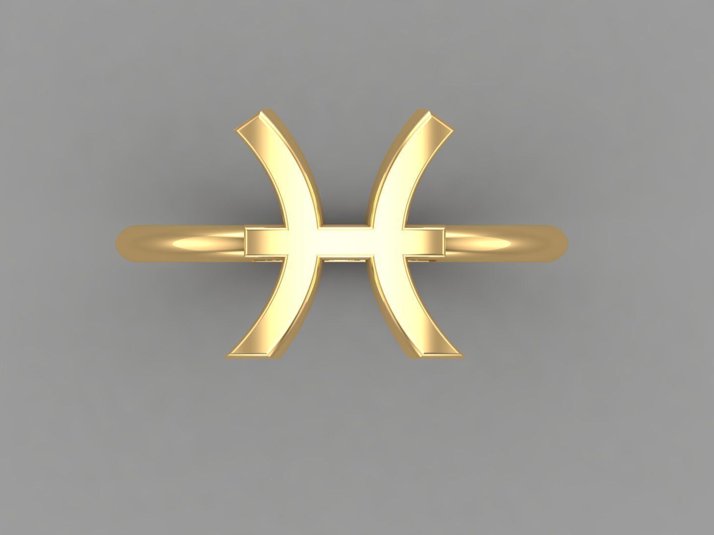 18K Gold Pisces Ring V1 3D print model_4