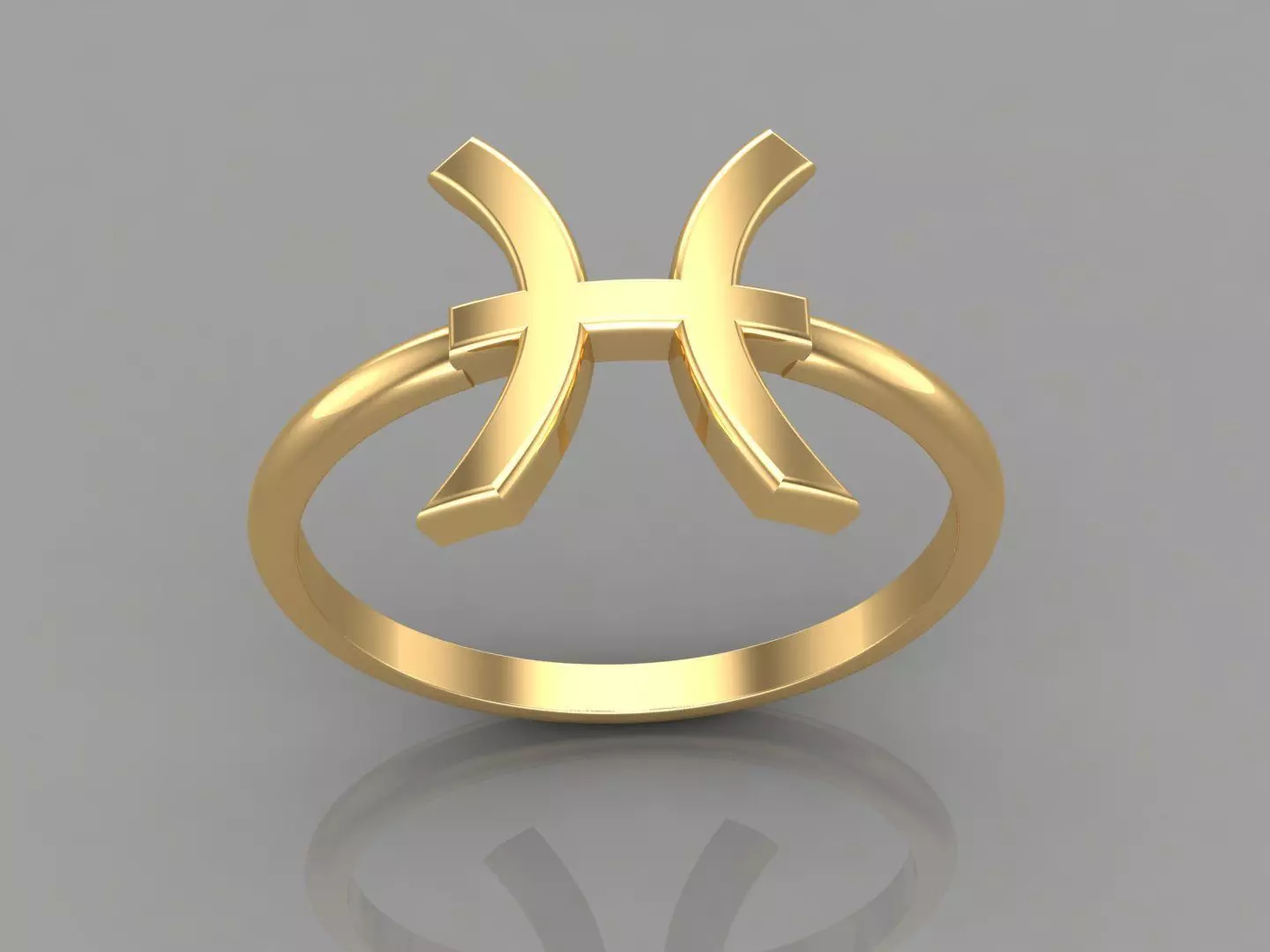 18K Gold Pisces Ring V1 3D print model_0