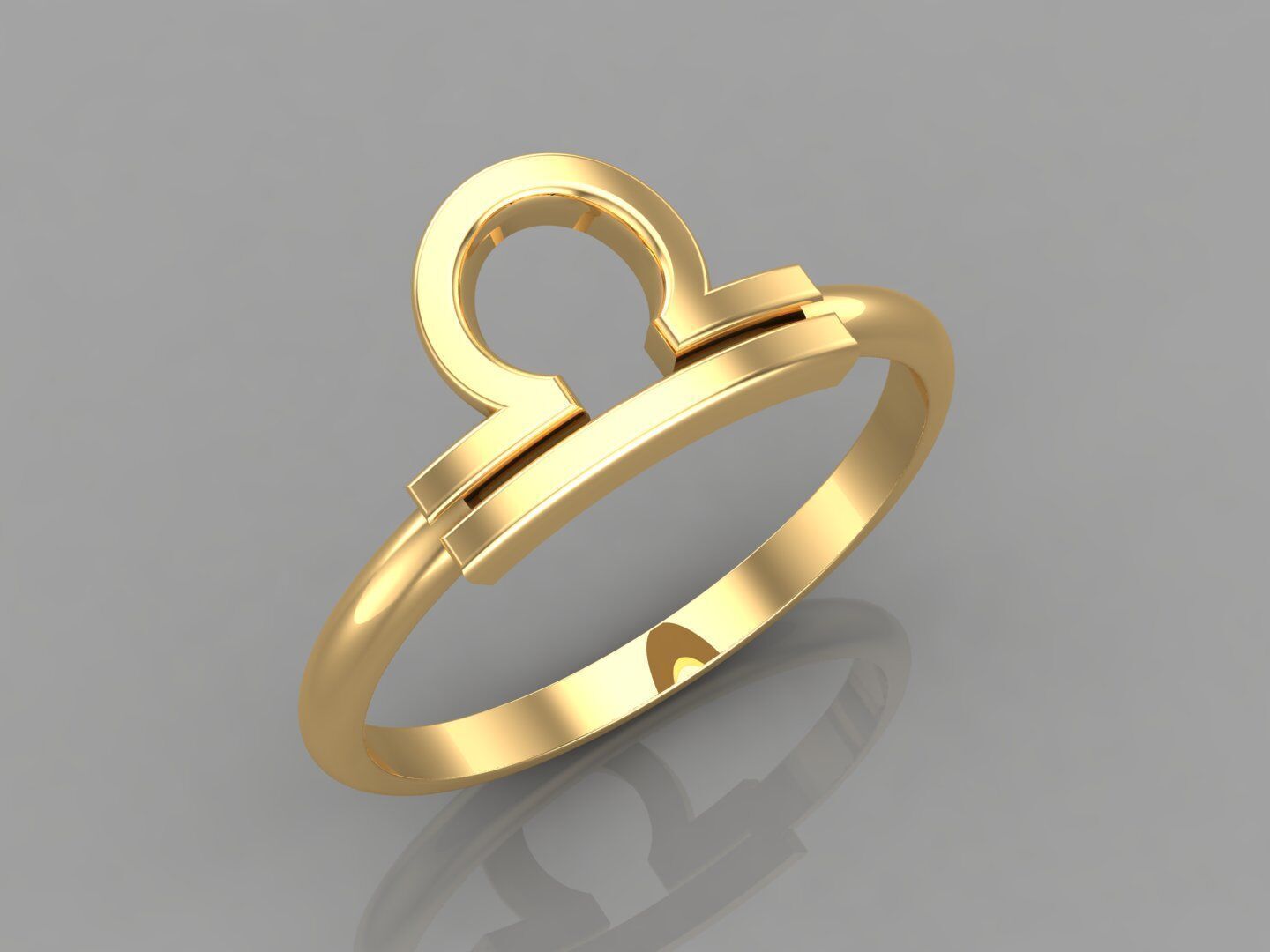18K Gold Libra Ring V1 3D print model_2