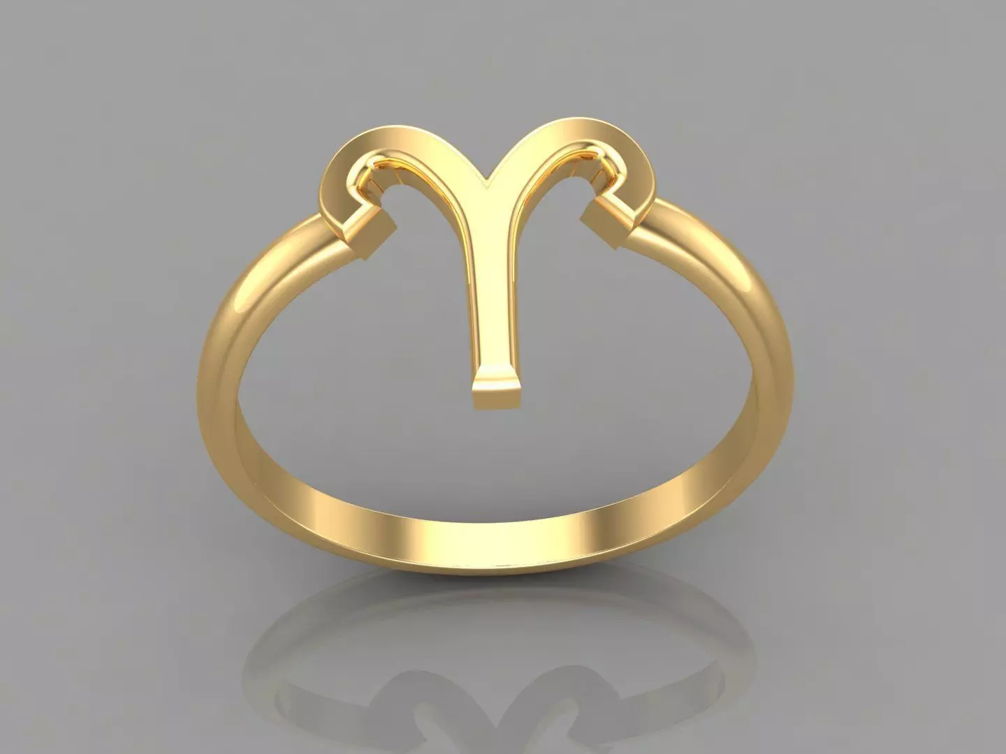 18K Gold Aries Ring V1 3D print model_0