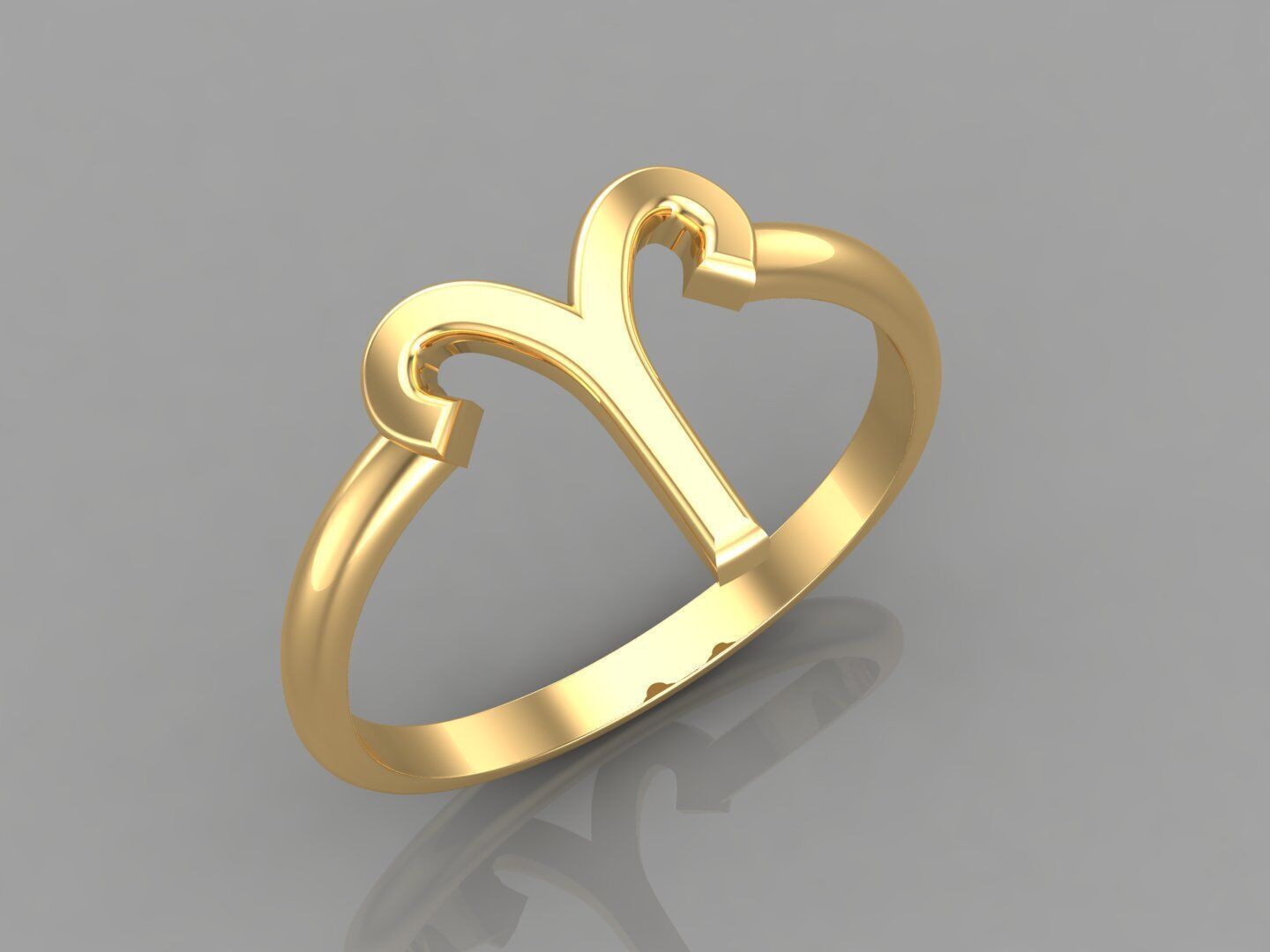 18K Gold Aries Ring V1 3D print model_1