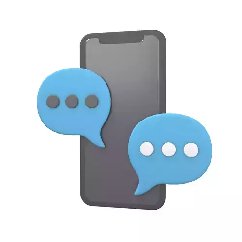 Mobile Phone With Messaging Speech Bubbles Icon v1 001