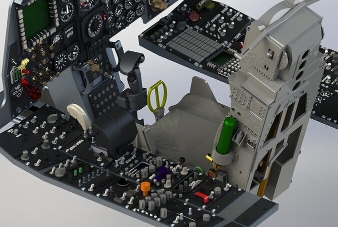Fairchild A-10 Thunderbolt II complete cockpit 3D print model