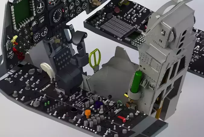 Fairchild A-10 Thunderbolt II complete cockpit 3D print model