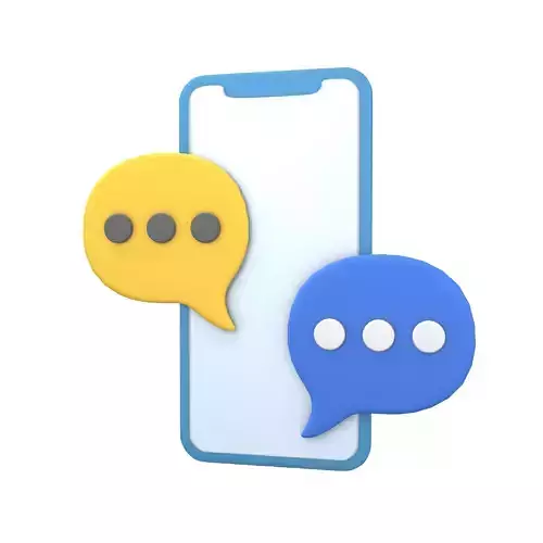 Mobile Phone With Messaging Speech Bubbles Icon v1 002