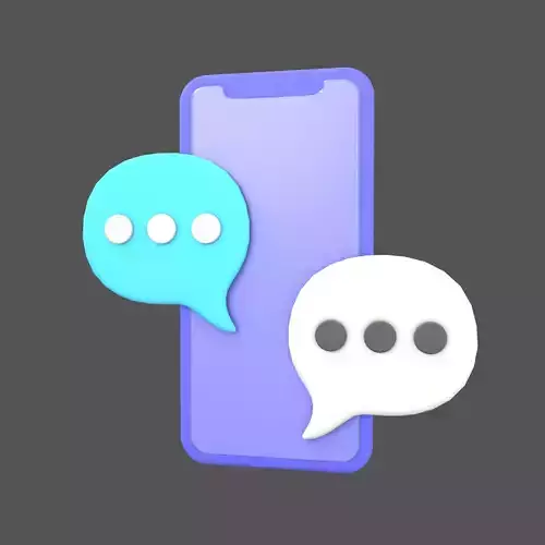 Mobile Phone With Messaging Speech Bubbles Icon v1 003