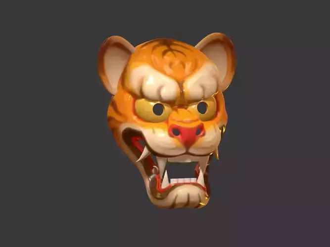 traditional japanese style funny tiger mask