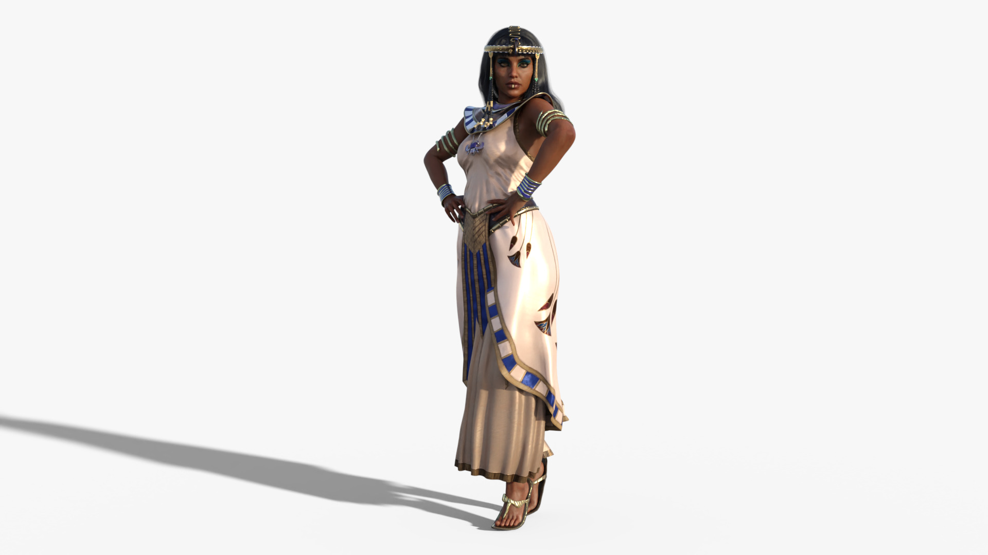 Cleopatra - Queen Of Egypt Rigged Animated Low-poly 3D model_6
