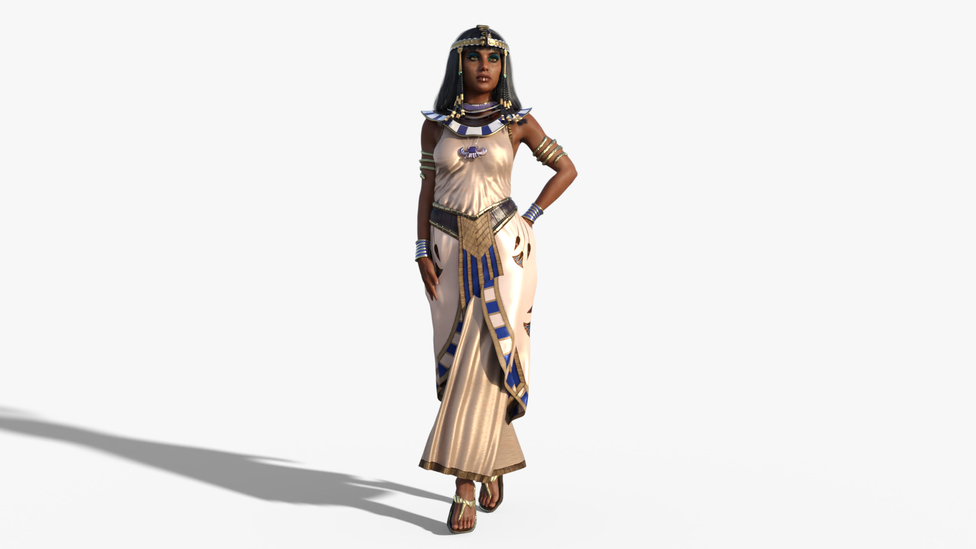 Cleopatra - Queen Of Egypt Rigged Animated Low-poly 3D model_4