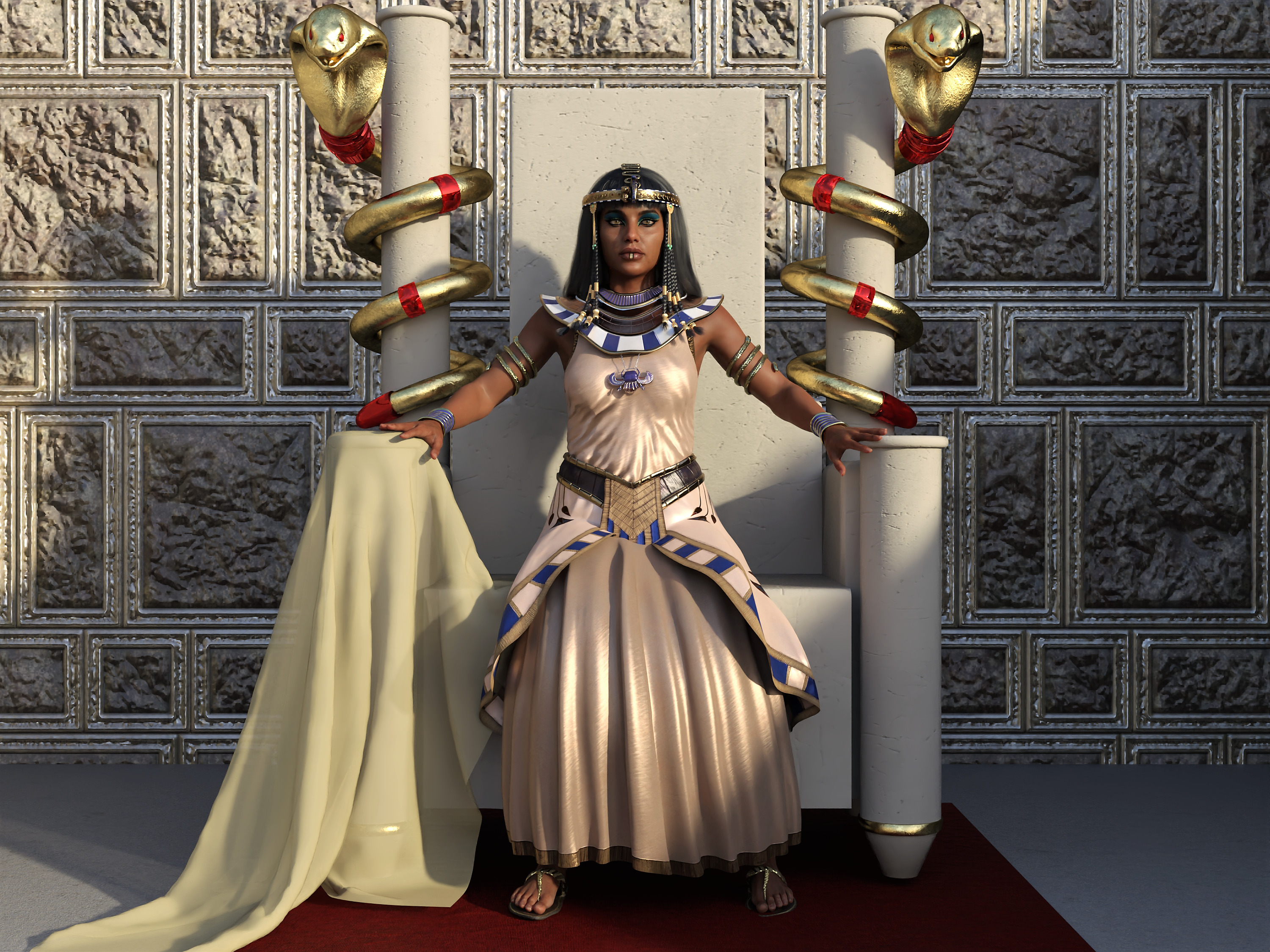 Cleopatra - Queen Of Egypt Rigged Animated Low-poly 3D model_2