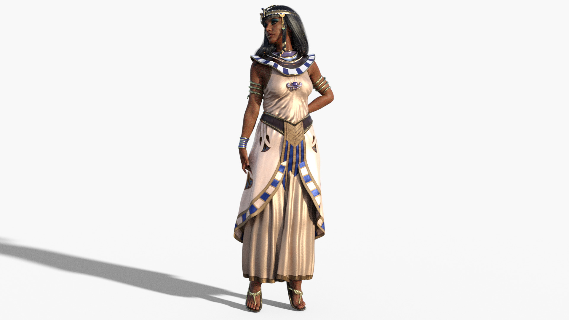 Cleopatra - Queen Of Egypt Rigged Animated Low-poly 3D model_9