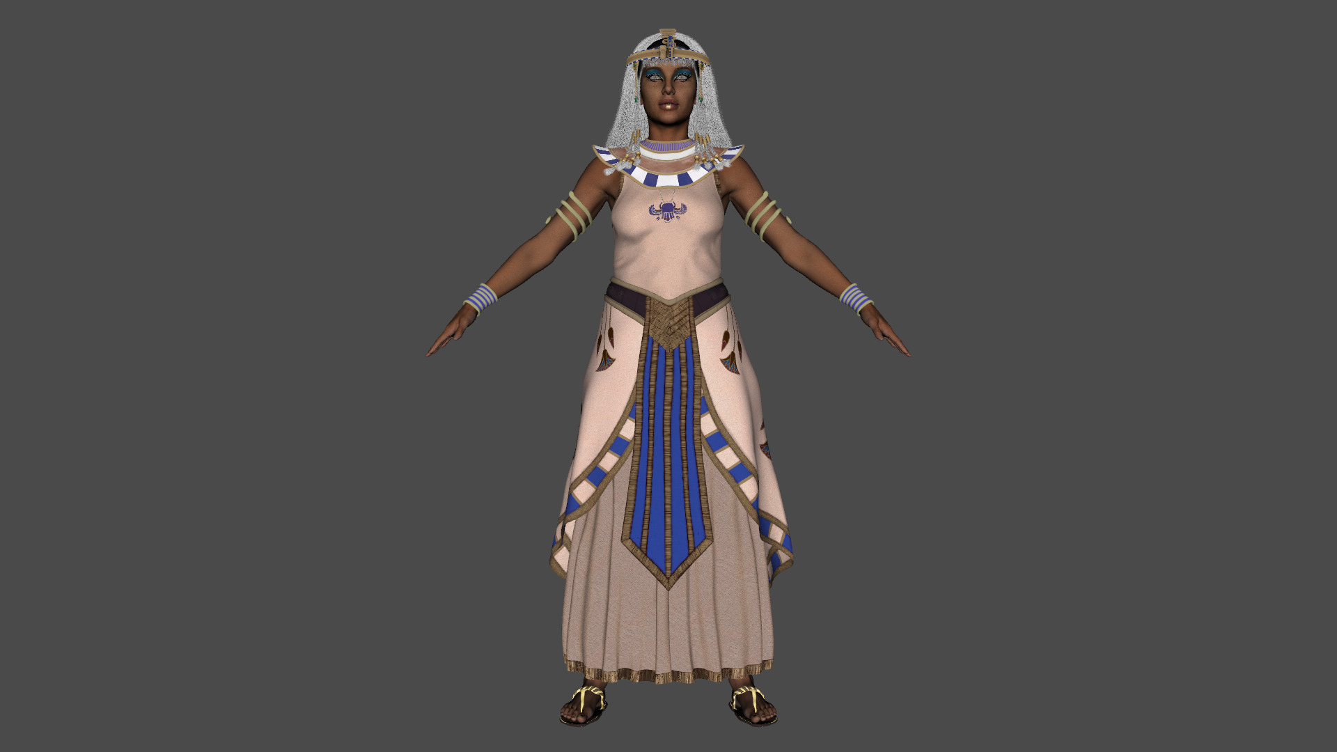 Cleopatra - Queen Of Egypt Rigged Animated Low-poly 3D model_24