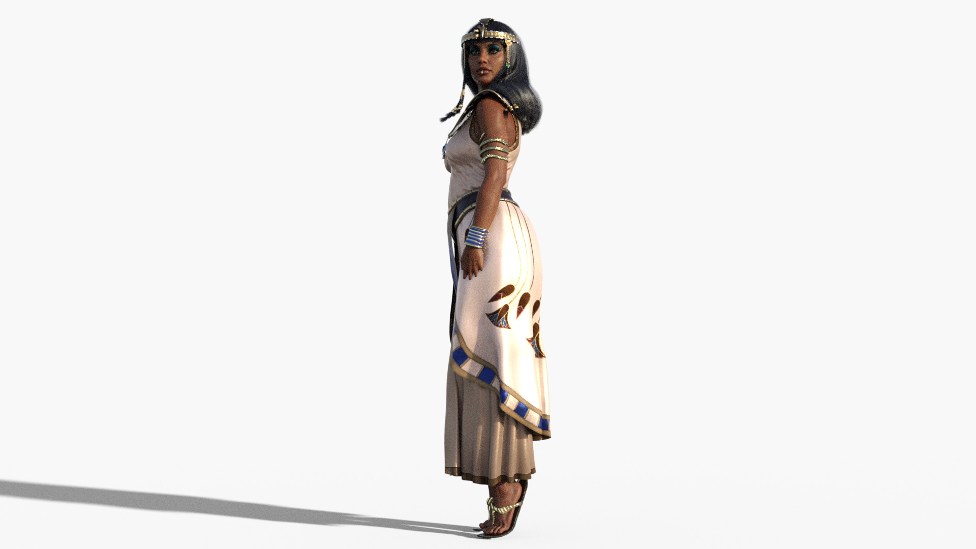 Cleopatra - Queen Of Egypt Rigged Animated Low-poly 3D model_5