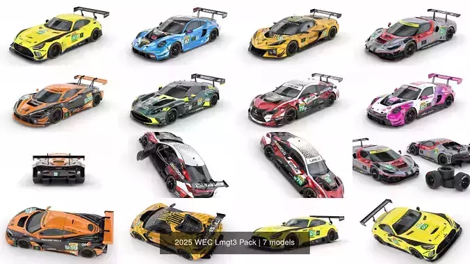 2025 WEC Lmgt3 Pack 3D Model Collection