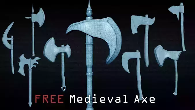 Realistic Medieval Axe  Free Game-Ready Model
