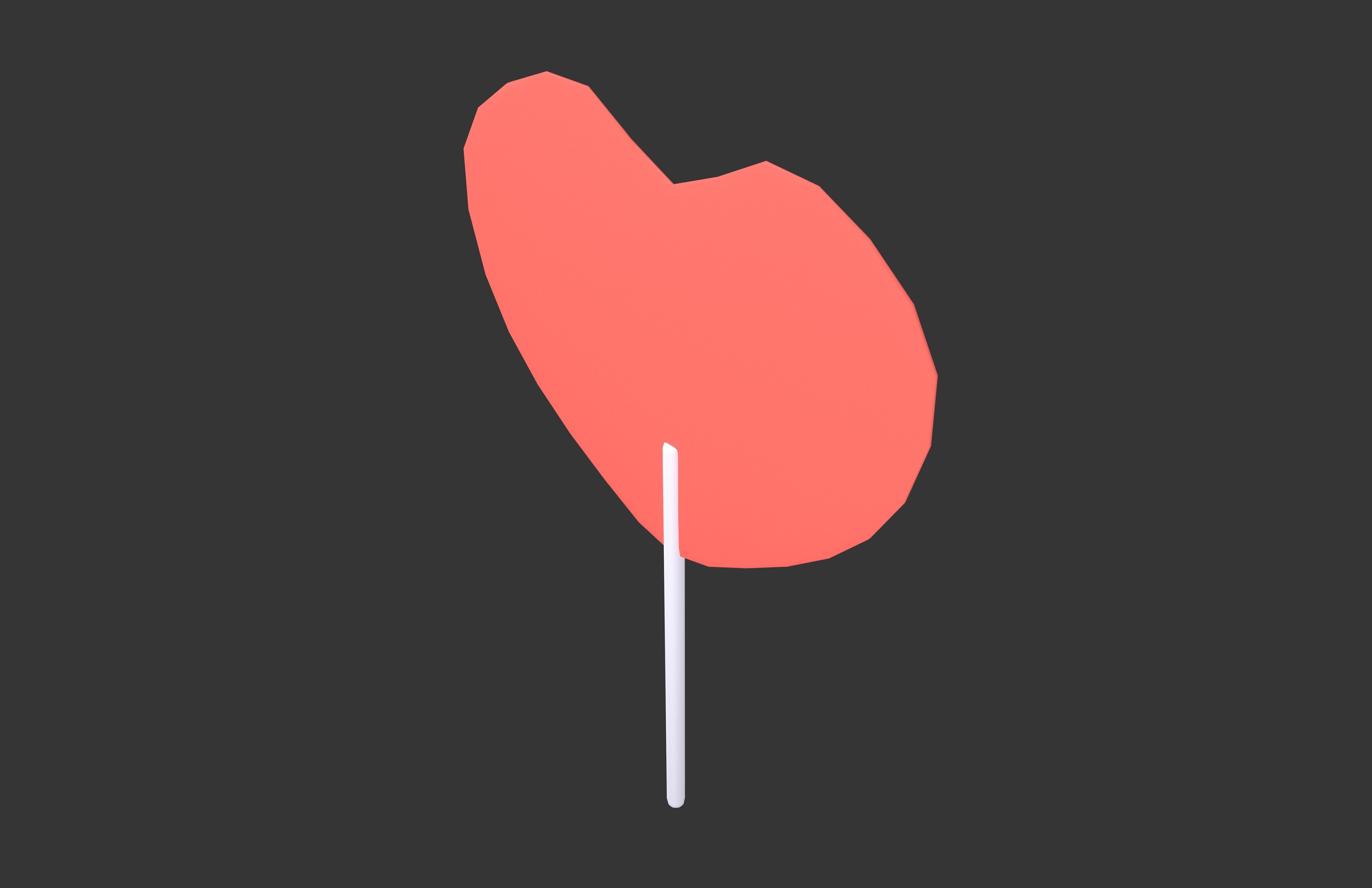 Heart Hand Fan v1 001 Low-poly 3D model_3