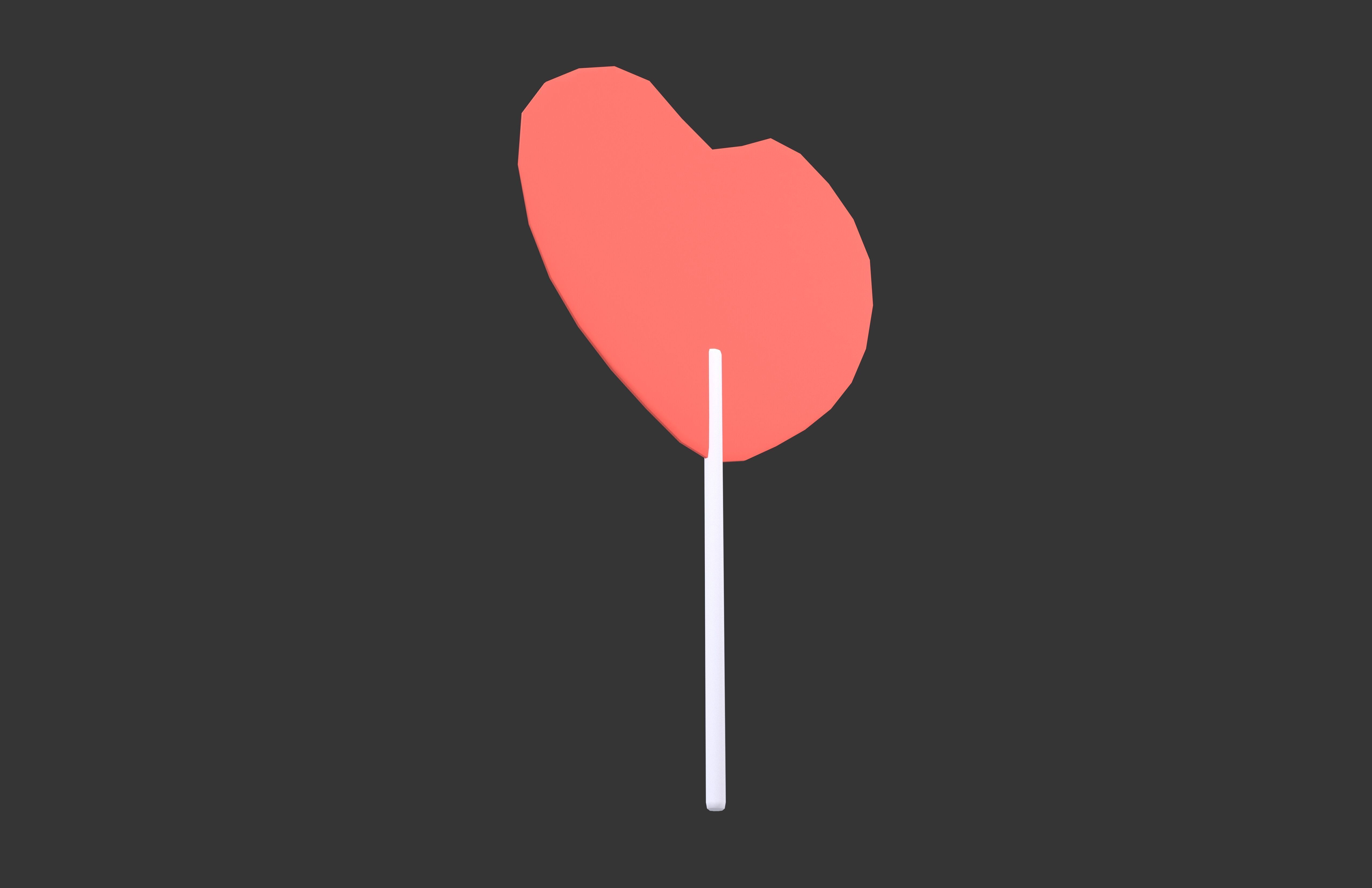 Heart Hand Fan v1 001 Low-poly 3D model_2