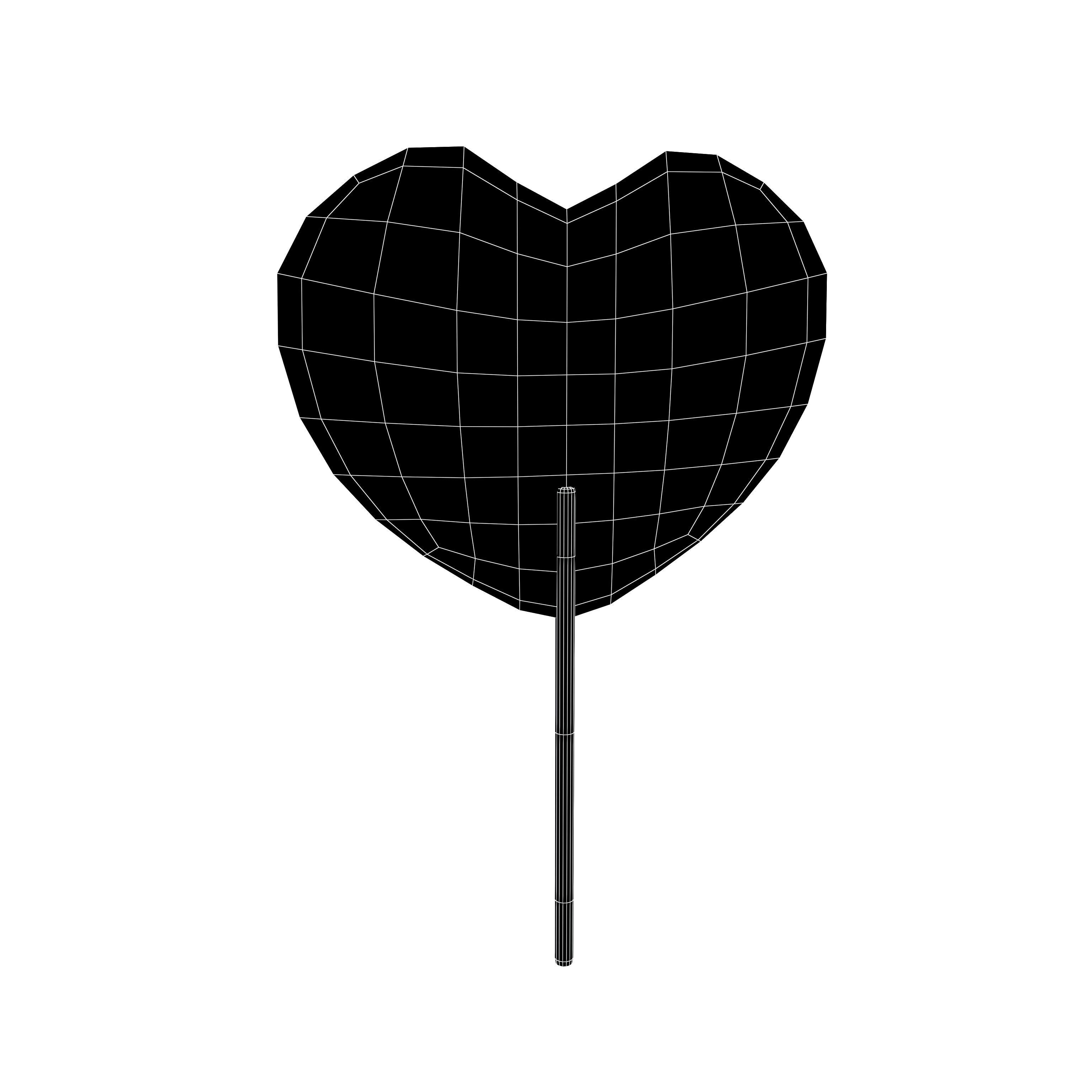 Heart Hand Fan v1 001 Low-poly 3D model_6