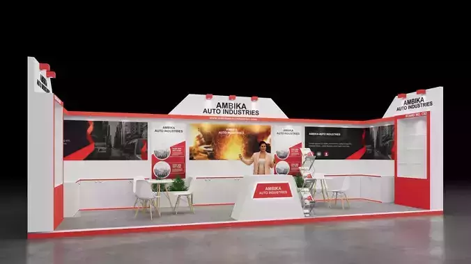 Exhibition Stand 9x3 1Side D2V1 3D model