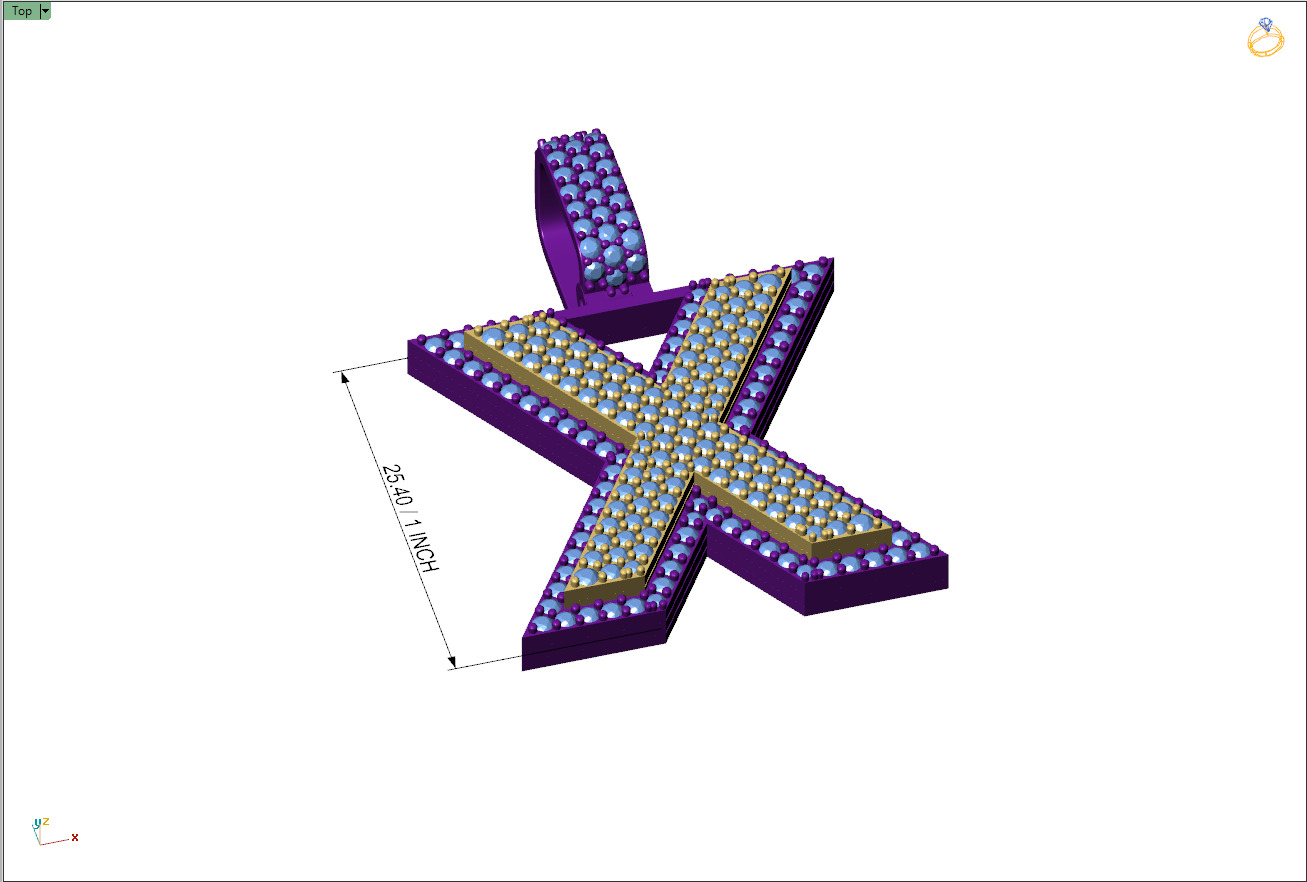 Custom Initial X Letter Diamond Pendant A to Z Alphabet Necklace 3D print model_7