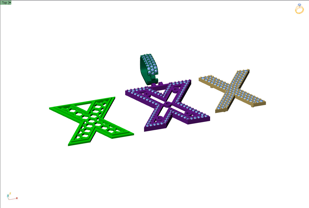 Custom Initial X Letter Diamond Pendant A to Z Alphabet Necklace 3D print model_10