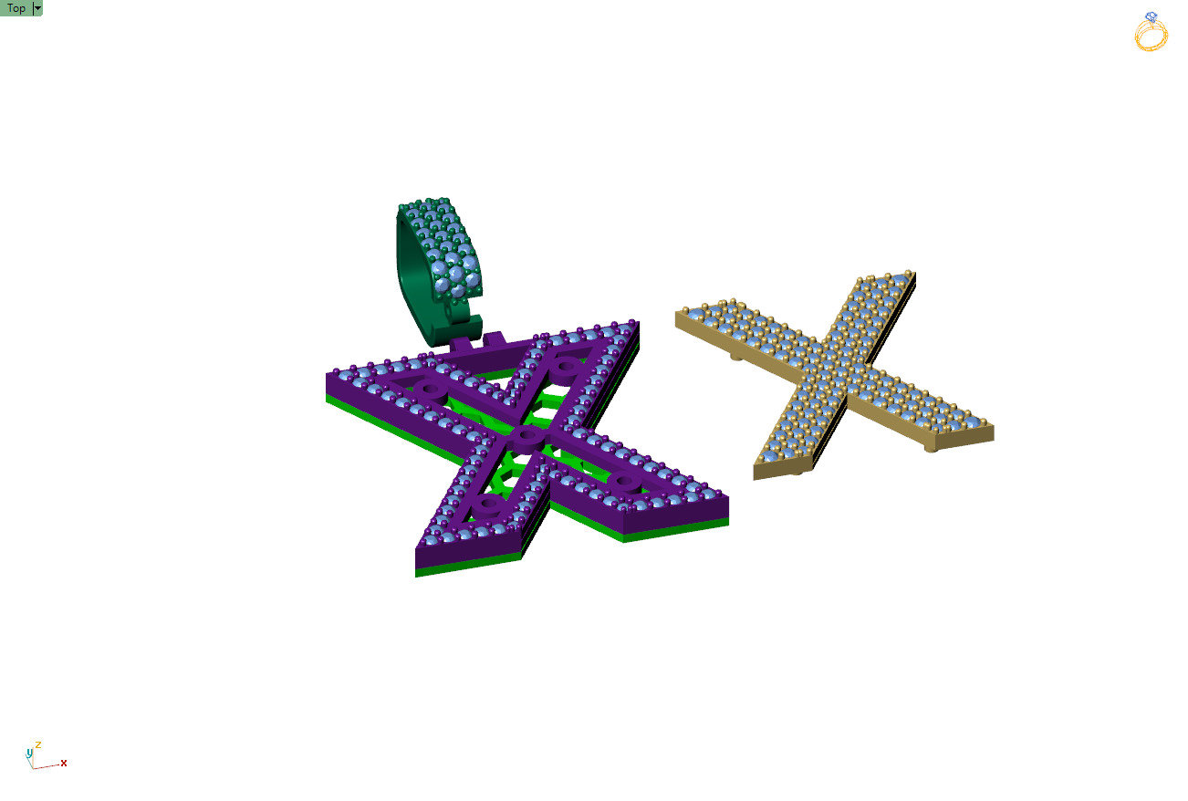 Custom Initial X Letter Diamond Pendant A to Z Alphabet Necklace 3D print model_9