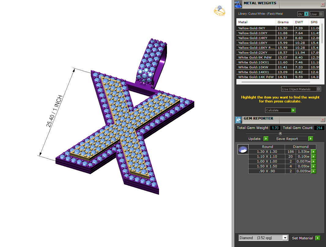 Custom Initial X Letter Diamond Pendant A to Z Alphabet Necklace 3D print model_6
