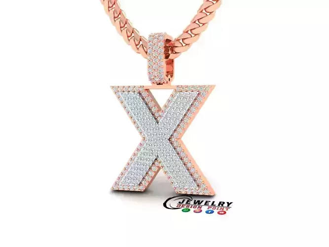 Custom Initial X Letter Diamond Pendant A to Z Alphabet Necklace